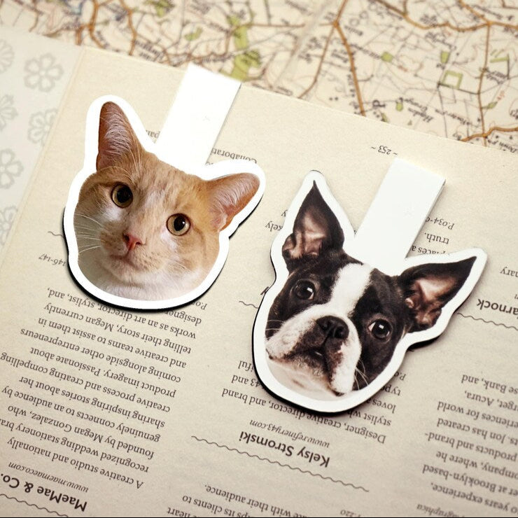 Custom Pet Portrait Magnetic Bookmark – Personalized Back To School Gift for Dog & Cat Lovers