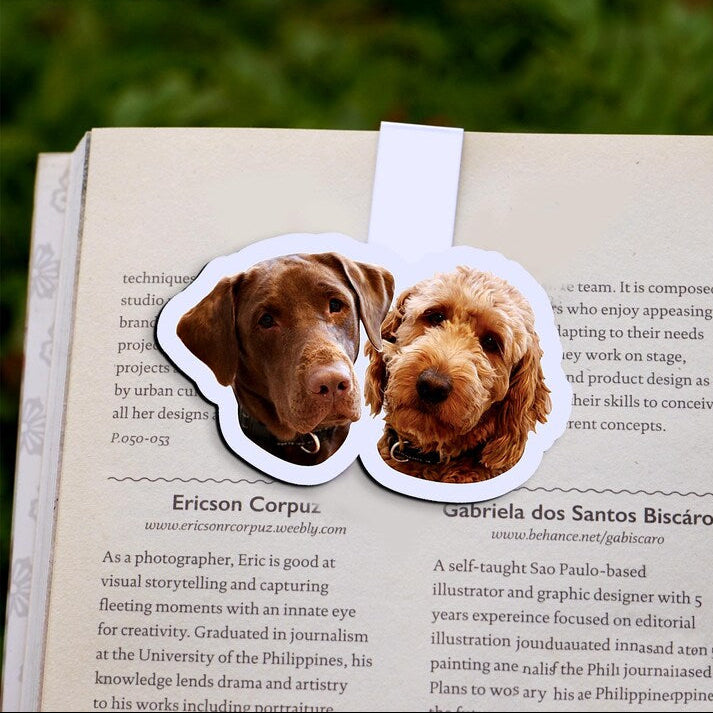 Custom Pet Portrait Magnetic Bookmark – Personalized Back To School Gift for Dog & Cat Lovers