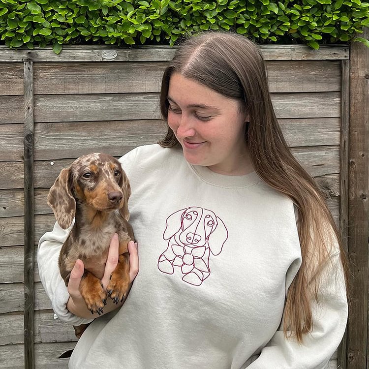 Sudadera con capucha bordada personalizada con retrato de mascota, regalo para dueños de perros y amantes de los gatos.
