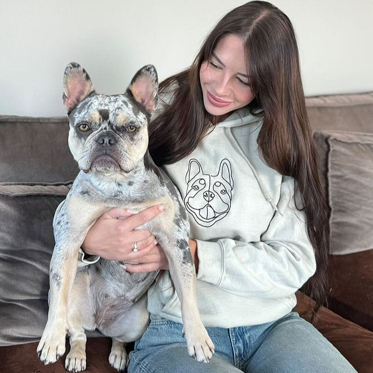 Sudadera con capucha bordada personalizada con retrato de mascota, regalo para dueños de perros y amantes de los gatos.