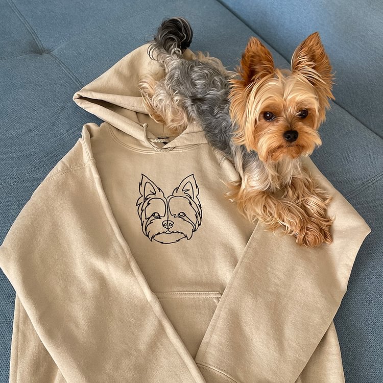 Sudadera con capucha bordada personalizada con retrato de mascota, regalo para dueños de perros y amantes de los gatos.