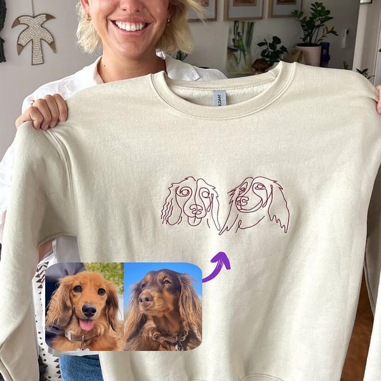 Sudadera con capucha bordada personalizada con retrato de mascota, regalo para dueños de perros y amantes de los gatos.