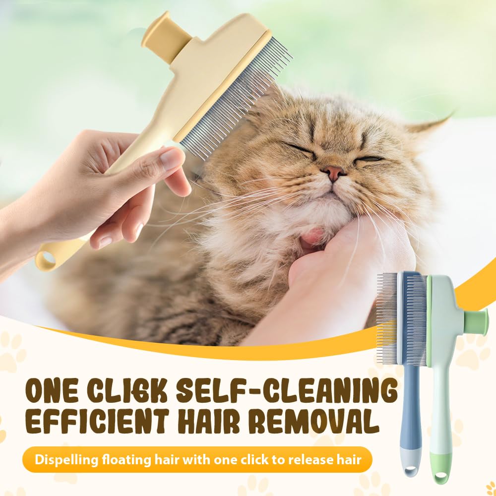 Personalized Pet Hair Removal Comb – 2-in-1 Shedding & Flea Brush for Dogs & Cats