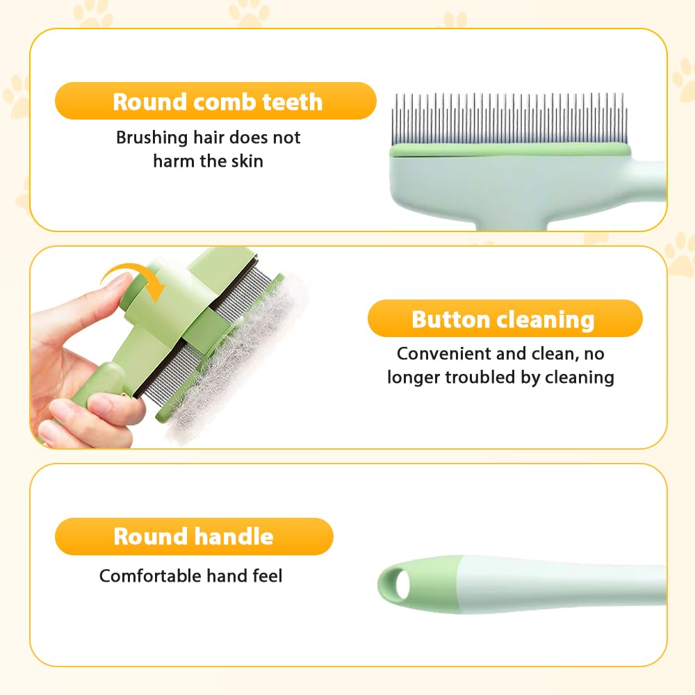 Personalized Pet Hair Removal Comb – 2-in-1 Shedding & Flea Brush for Dogs & Cats