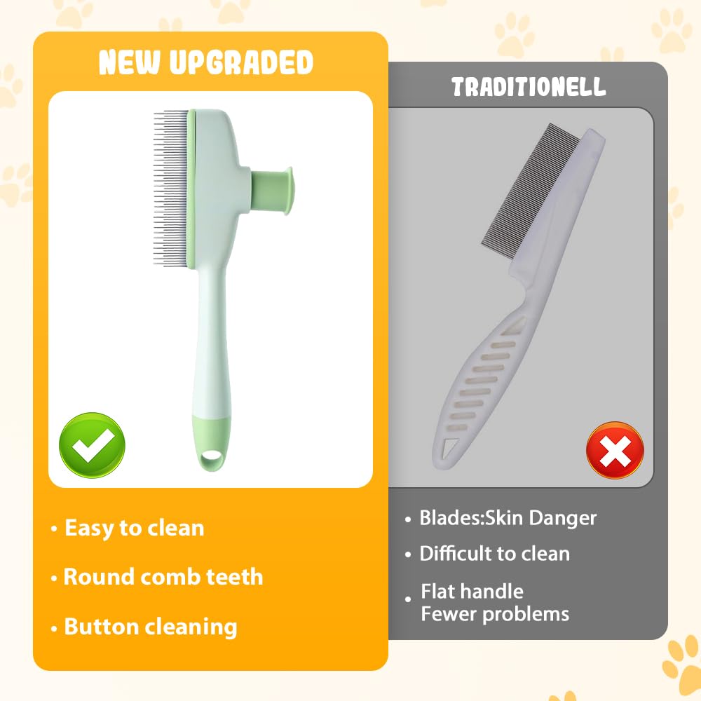 Personalized Pet Hair Removal Comb – 2-in-1 Shedding & Flea Brush for Dogs & Cats
