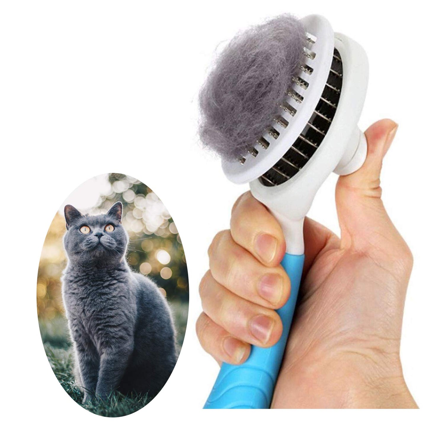 Self-Cleaning Slicker Brush for Cats & Dogs – Easy Grooming Tool for Shedding, Undercoat & All Hair Types
