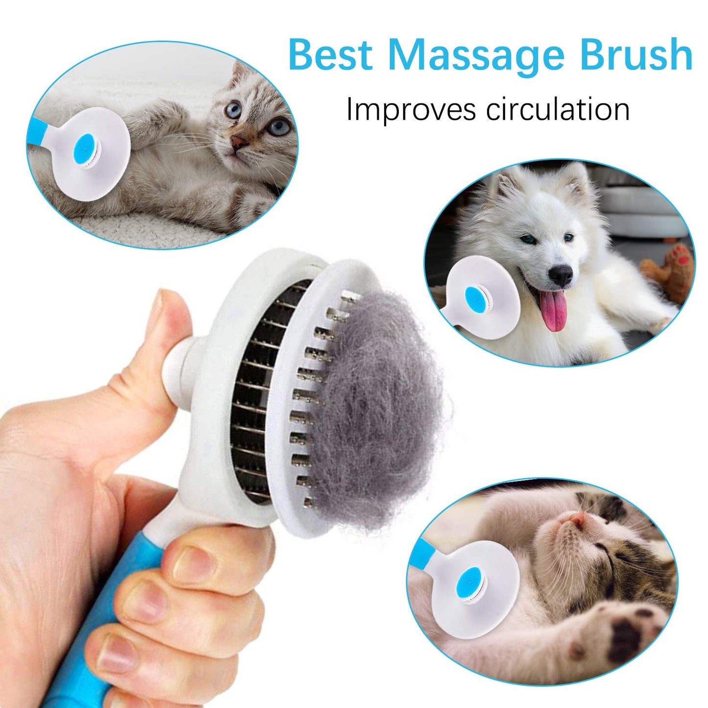 Self-Cleaning Slicker Brush for Cats & Dogs – Easy Grooming Tool for Shedding, Undercoat & All Hair Types
