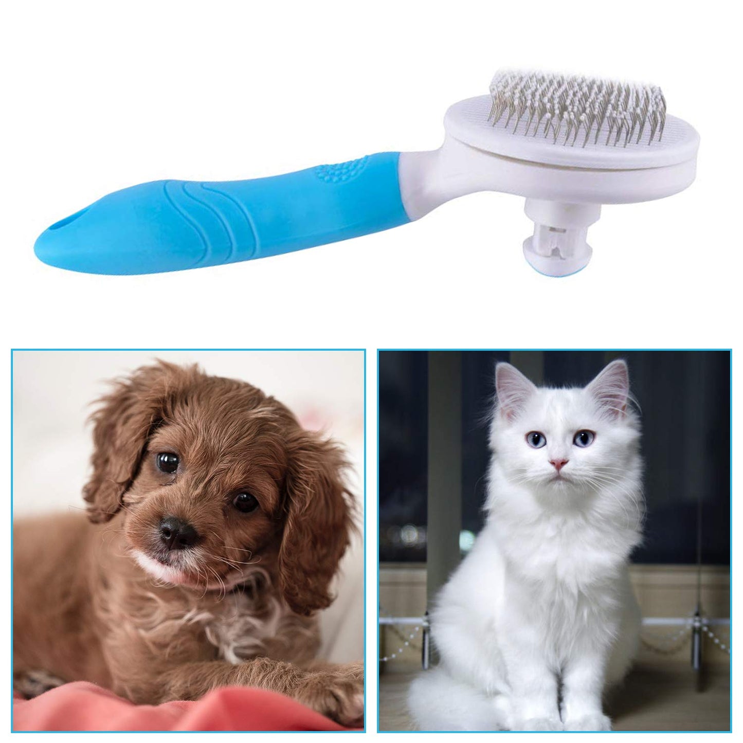 Self-Cleaning Slicker Brush for Cats & Dogs – Easy Grooming Tool for Shedding, Undercoat & All Hair Types