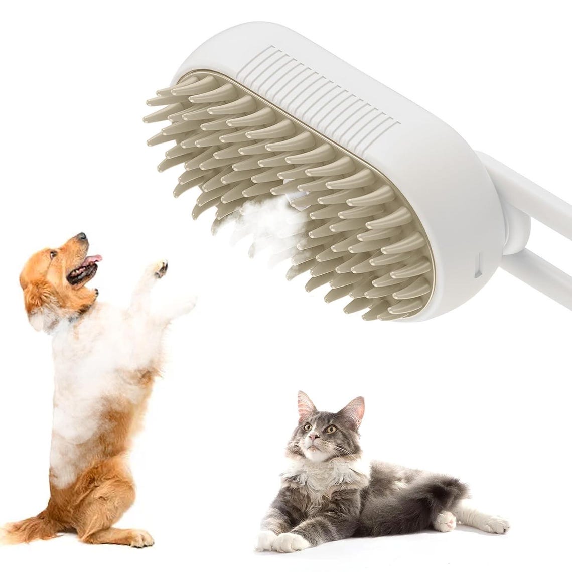 Customized Pet Steam Brush 3 in 1 Massaging Cleaning shedding hair Gift For Pet Lovers