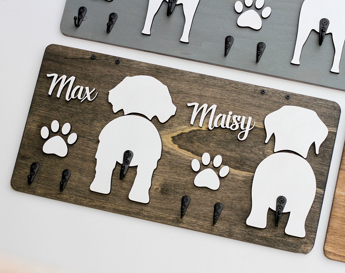 Custom Dog Butt Leash Holder for Wall Personalized Pet Leash Rack & Key Hook Unique Gift for Dog Owners