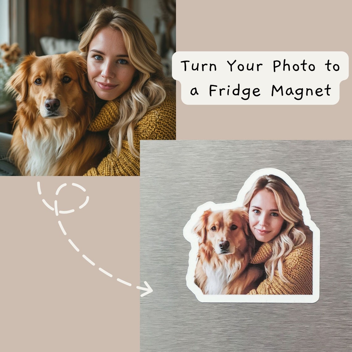 Personalized Pet Photo Fridge Magnet | Custom Dog & Cat Portrait Gift for Home Decor