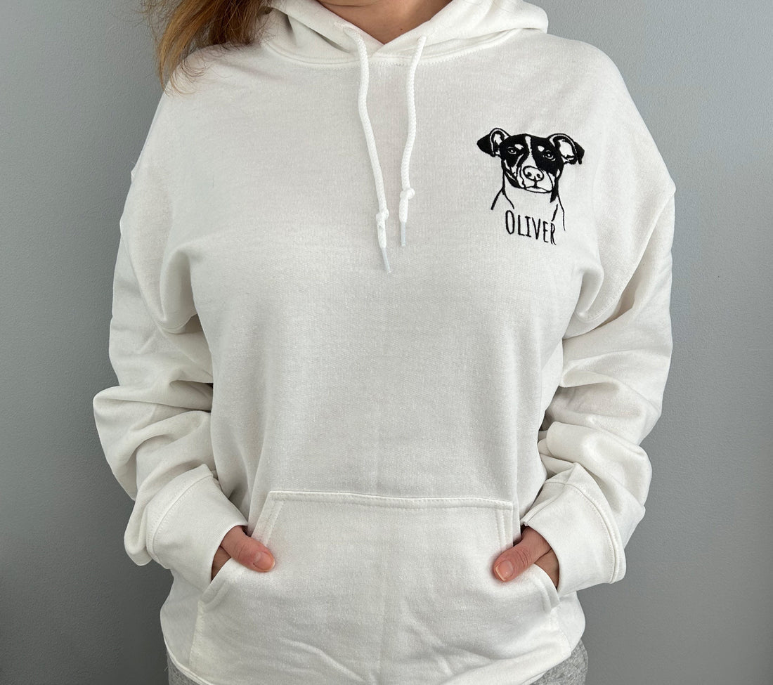 Personalisiertes besticktes Haustiergesicht und Name Sweatshirt Benutzerdefinierter Hunde-/Katzenfoto-Hoodie Geschenk für Tierliebhaber
