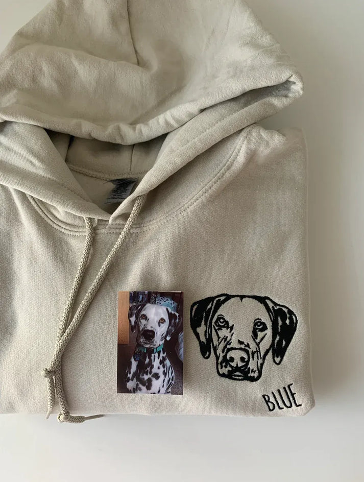 Personalisiertes besticktes Haustiergesicht und Name Sweatshirt Benutzerdefinierter Hunde-/Katzenfoto-Hoodie Geschenk für Tierliebhaber