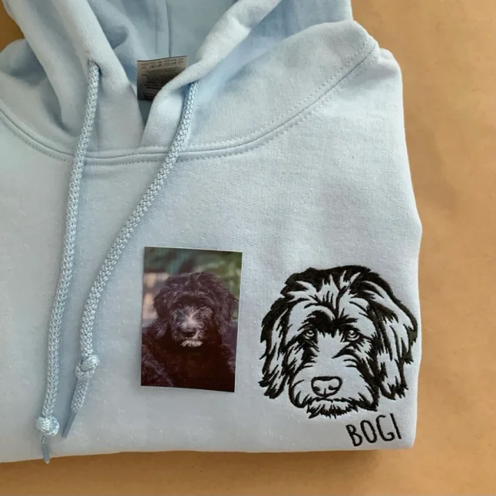 Personalisiertes besticktes Haustiergesicht und Name Sweatshirt Benutzerdefinierter Hunde-/Katzenfoto-Hoodie Geschenk für Tierliebhaber
