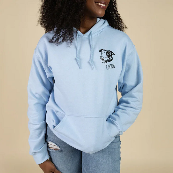 Personalisiertes besticktes Haustiergesicht und Name Sweatshirt Benutzerdefinierter Hunde-/Katzenfoto-Hoodie Geschenk für Tierliebhaber