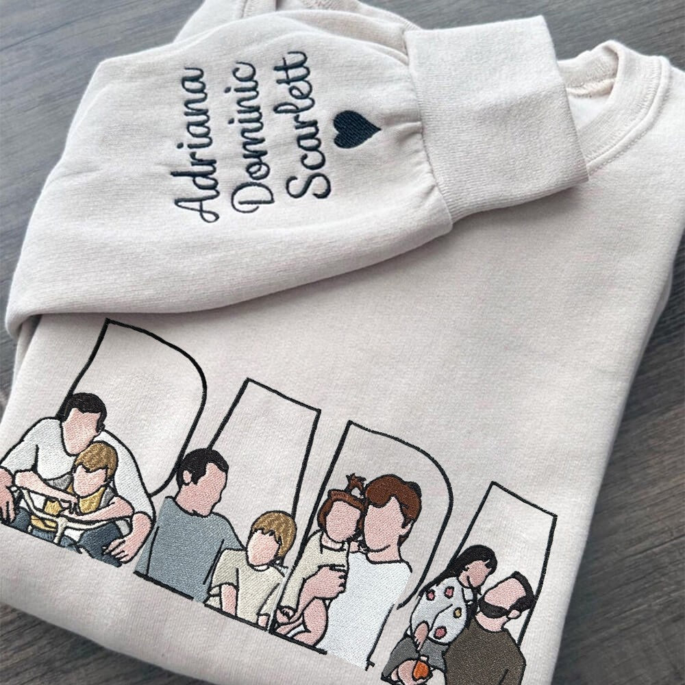 Benutzerdefinierter bestickter Papa-Sweatshirt-Hoodie mit Kindernamen und voraussichtlichem Datum zum Vatertag
