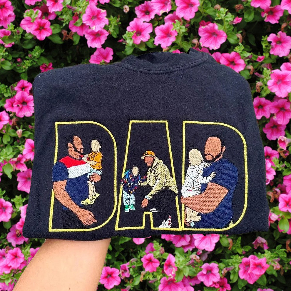 Benutzerdefinierter bestickter Papa-Sweatshirt-Hoodie mit Kindernamen und voraussichtlichem Datum zum Vatertag