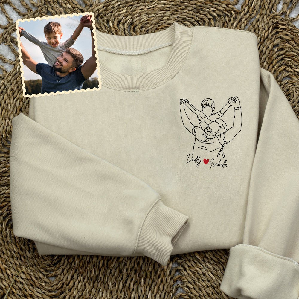 Benutzerdefinierter bestickter Papa-Sweatshirt-Hoodie mit Kindernamen und voraussichtlichem Datum zum Vatertag