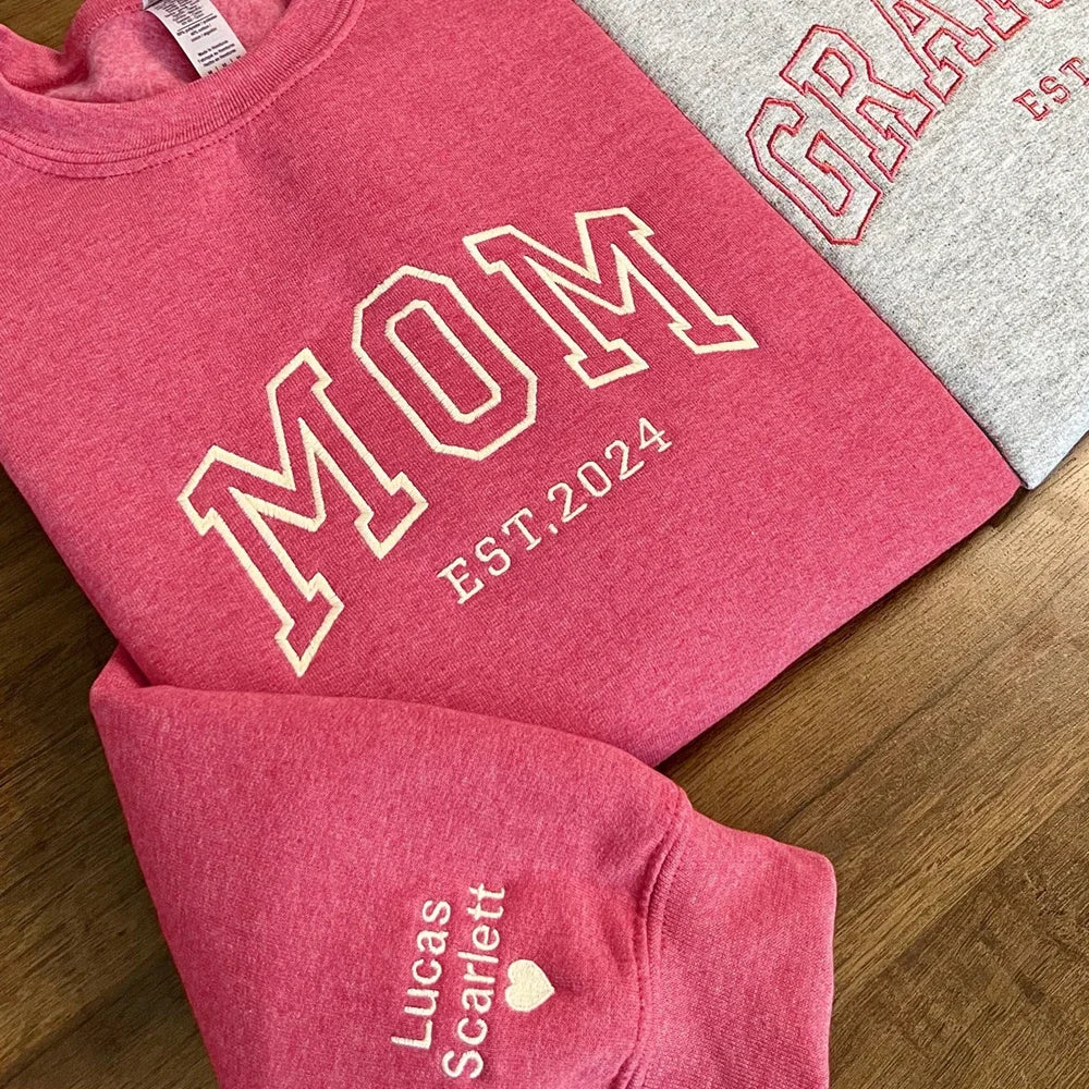 Benutzerdefinierter bestickter Papa-Sweatshirt-Hoodie mit Kindernamen und voraussichtlichem Datum zum Vatertag