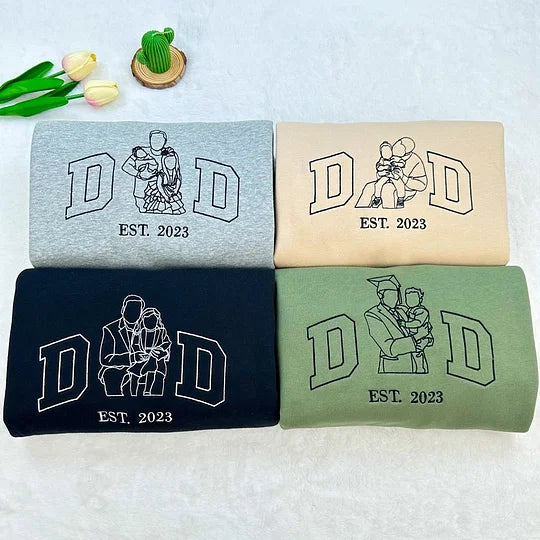 Benutzerdefinierter bestickter Papa-Sweatshirt-Hoodie mit Kindernamen und voraussichtlichem Datum zum Vatertag