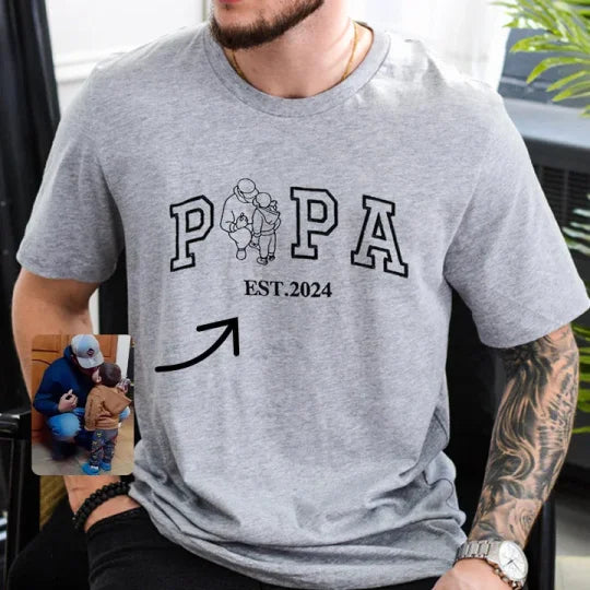 Benutzerdefinierter bestickter Papa-Sweatshirt-Hoodie mit Kindernamen und voraussichtlichem Datum zum Vatertag