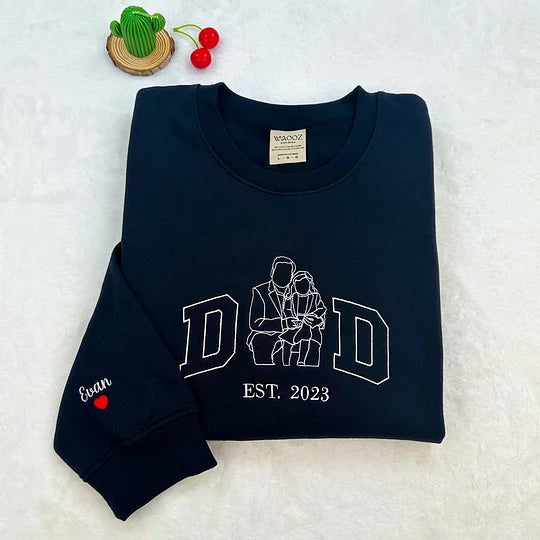 Benutzerdefinierter bestickter Papa-Sweatshirt-Hoodie mit Kindernamen und voraussichtlichem Datum zum Vatertag