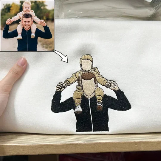 Benutzerdefinierter bestickter Papa-Sweatshirt-Hoodie mit Kindernamen und voraussichtlichem Datum zum Vatertag
