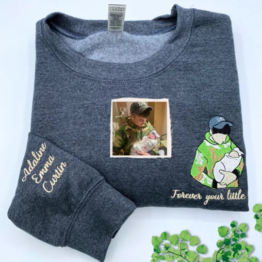 Benutzerdefinierter bestickter Papa-Sweatshirt-Hoodie mit Kindernamen und voraussichtlichem Datum zum Vatertag