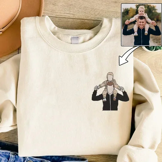 Benutzerdefinierter bestickter Papa-Sweatshirt-Hoodie mit Kindernamen und voraussichtlichem Datum zum Vatertag
