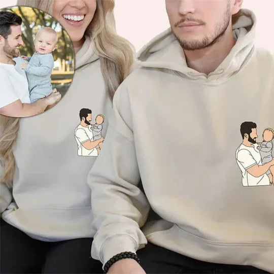 Benutzerdefinierter bestickter Papa-Sweatshirt-Hoodie mit Kindernamen und voraussichtlichem Datum zum Vatertag