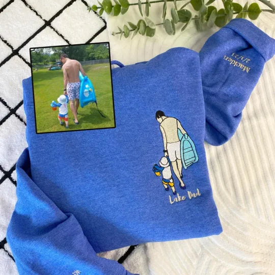 Benutzerdefinierter bestickter Papa-Sweatshirt-Hoodie mit Kindernamen und voraussichtlichem Datum zum Vatertag