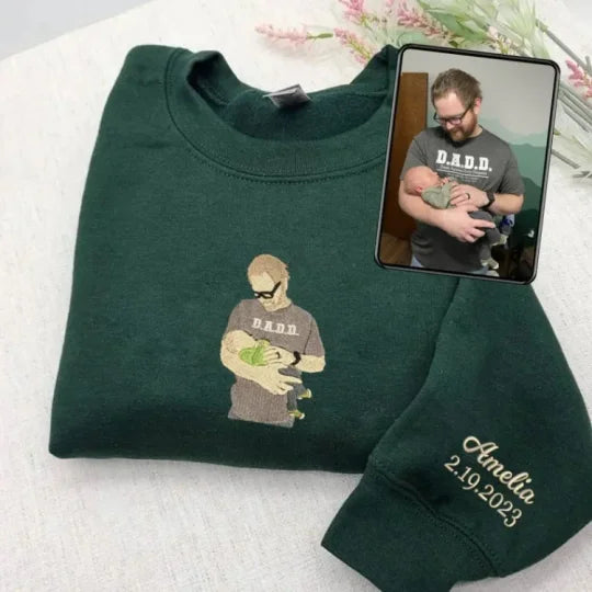 Benutzerdefinierter bestickter Papa-Sweatshirt-Hoodie mit Kindernamen und voraussichtlichem Datum zum Vatertag