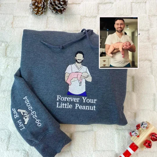 Benutzerdefinierter bestickter Papa-Sweatshirt-Hoodie mit Kindernamen und voraussichtlichem Datum zum Vatertag