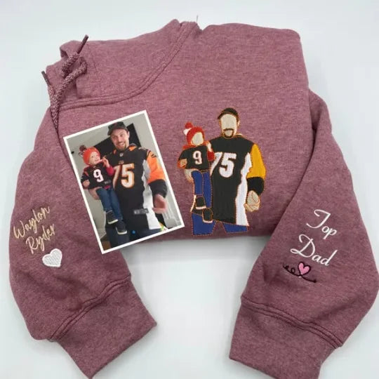 Benutzerdefinierter bestickter Papa-Sweatshirt-Hoodie mit Kindernamen und voraussichtlichem Datum zum Vatertag
