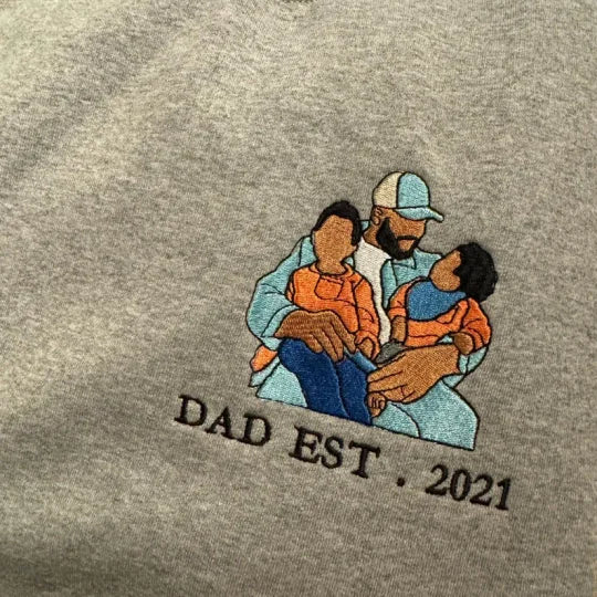 Benutzerdefinierter bestickter Papa-Sweatshirt-Hoodie mit Kindernamen und voraussichtlichem Datum zum Vatertag