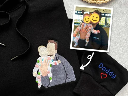 Benutzerdefinierter bestickter Papa-Sweatshirt-Hoodie mit Kindernamen und voraussichtlichem Datum zum Vatertag