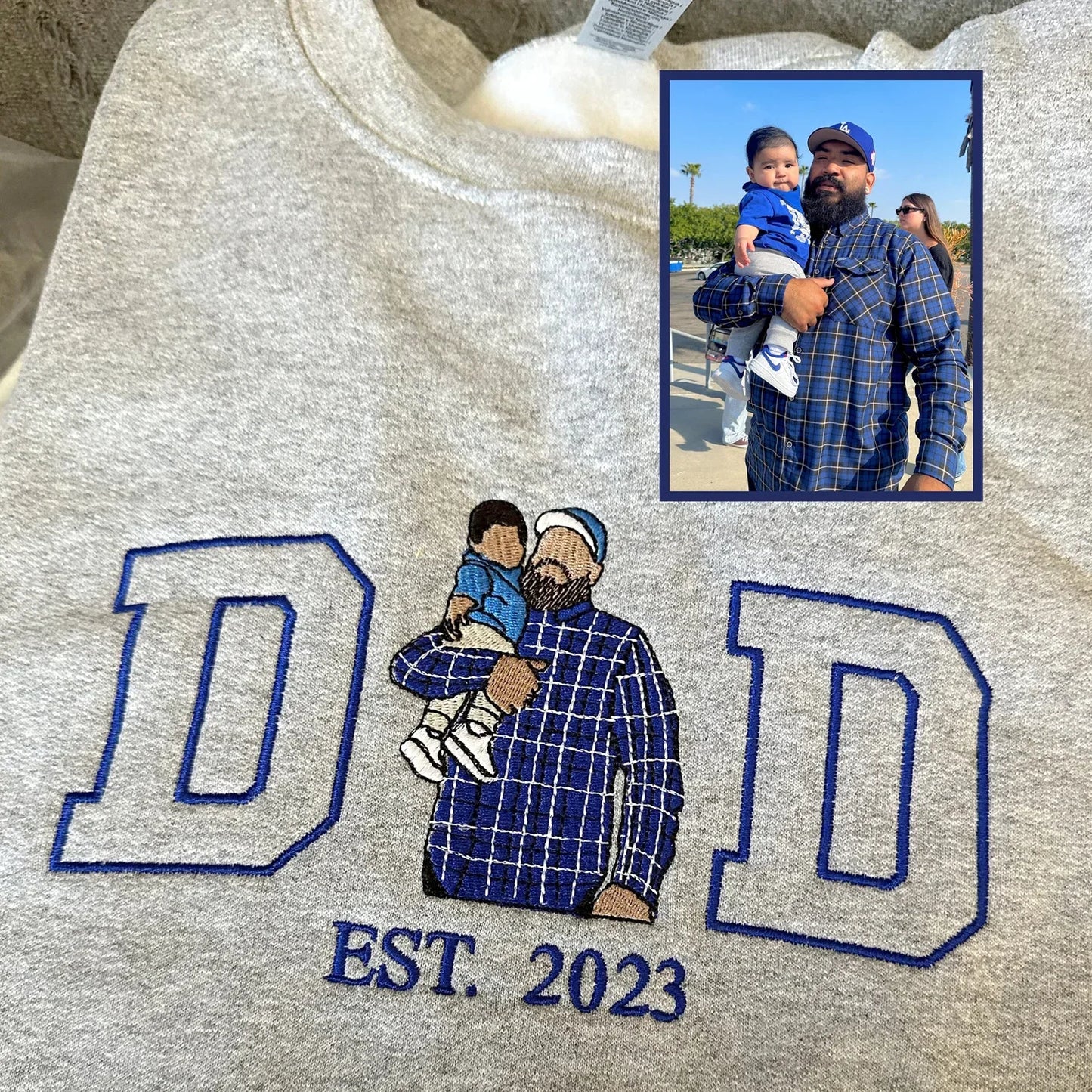 Sudadera con capucha bordada personalizada para papá con nombre del niño y fecha de nacimiento para el Día del Padre