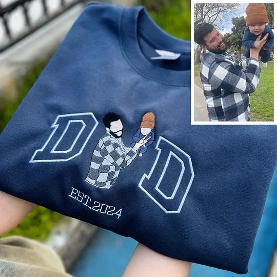 Sudadera con capucha bordada personalizada para papá con nombre del niño y fecha de nacimiento para el Día del Padre