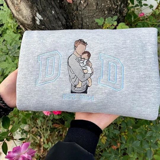 Sudadera con capucha bordada personalizada para papá con nombre del niño y fecha de nacimiento para el Día del Padre