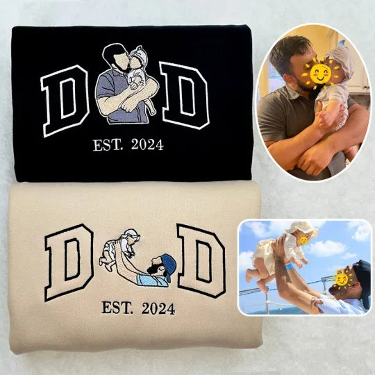 Sudadera con capucha bordada personalizada para papá con nombre del niño y fecha de nacimiento para el Día del Padre