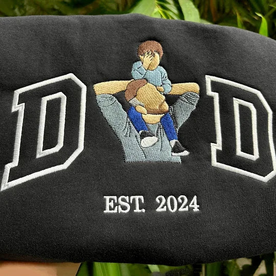 Sudadera con capucha bordada personalizada para papá con nombre del niño y fecha de nacimiento para el Día del Padre