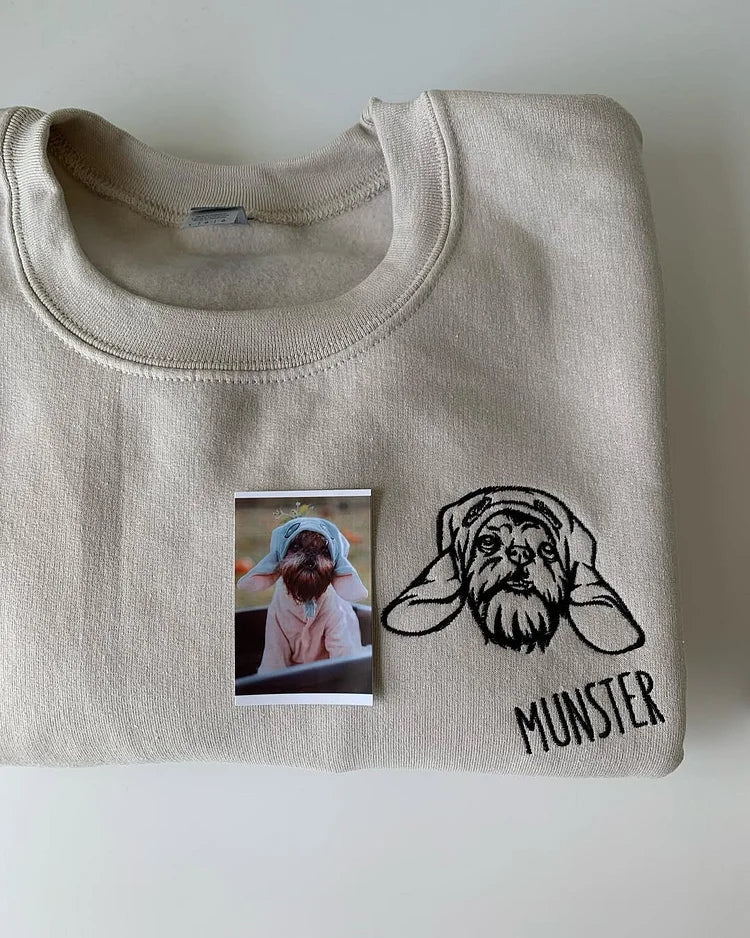 Personalisiertes besticktes Haustiergesicht und Name Sweatshirt Benutzerdefinierter Hunde-/Katzenfoto-Hoodie Geschenk für Tierliebhaber