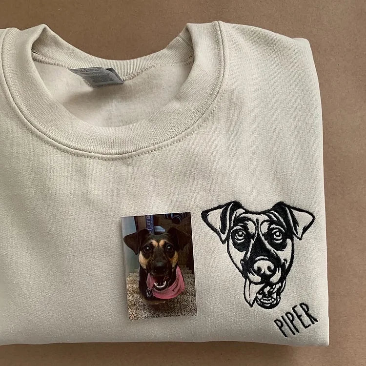 Personalisiertes besticktes Haustiergesicht und Name Sweatshirt Benutzerdefinierter Hunde-/Katzenfoto-Hoodie Geschenk für Tierliebhaber