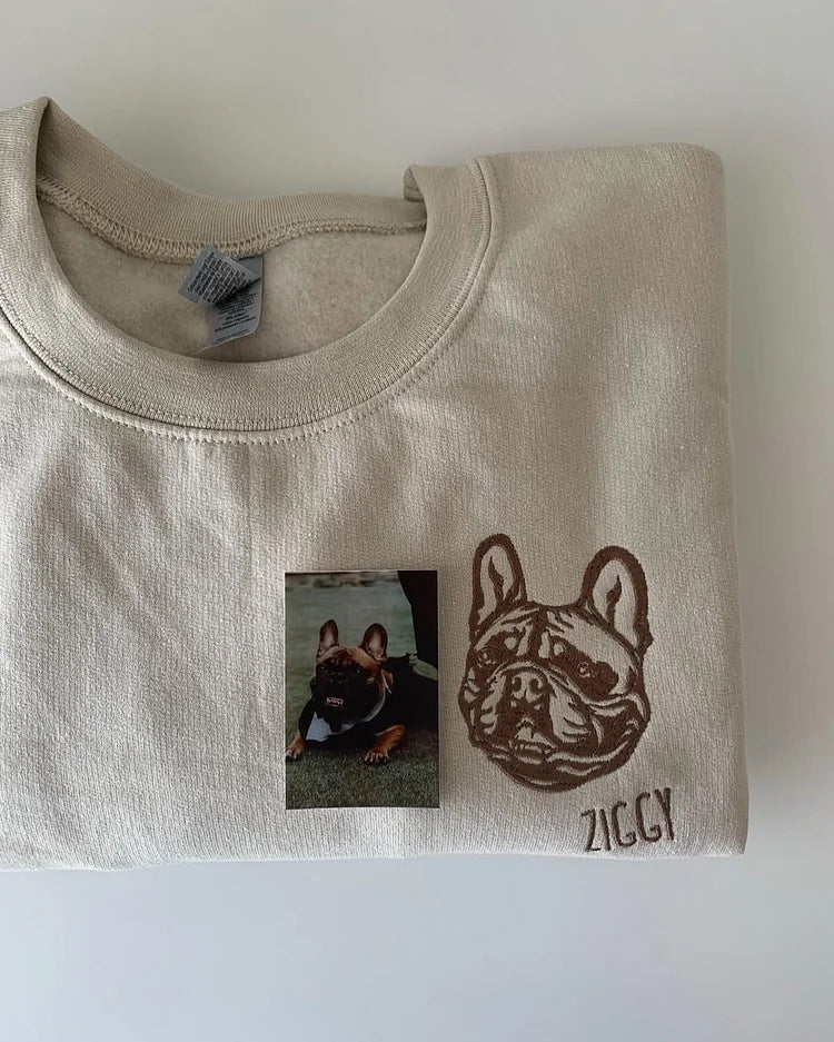 Personalisiertes besticktes Haustiergesicht und Name Sweatshirt Benutzerdefinierter Hunde-/Katzenfoto-Hoodie Geschenk für Tierliebhaber