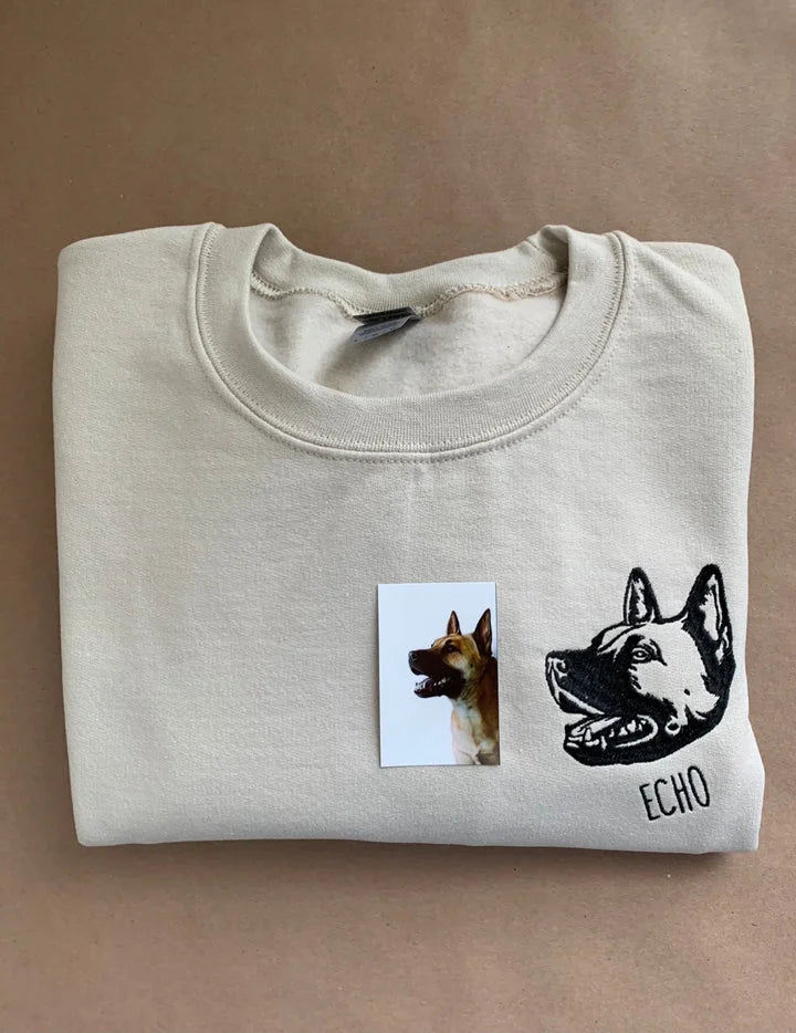 Personalisiertes besticktes Haustiergesicht und Name Sweatshirt Benutzerdefinierter Hunde-/Katzenfoto-Hoodie Geschenk für Tierliebhaber