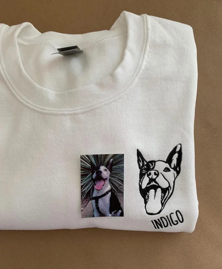 Personalisiertes besticktes Haustiergesicht und Name Sweatshirt Benutzerdefinierter Hunde-/Katzenfoto-Hoodie Geschenk für Tierliebhaber