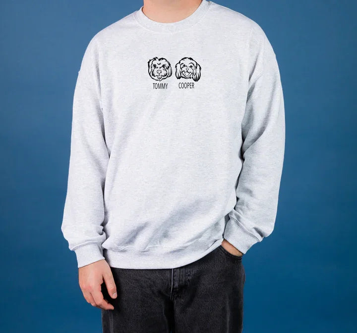 Personalisiertes besticktes Haustiergesicht und Name Sweatshirt Benutzerdefinierter Hunde-/Katzenfoto-Hoodie Geschenk für Tierliebhaber