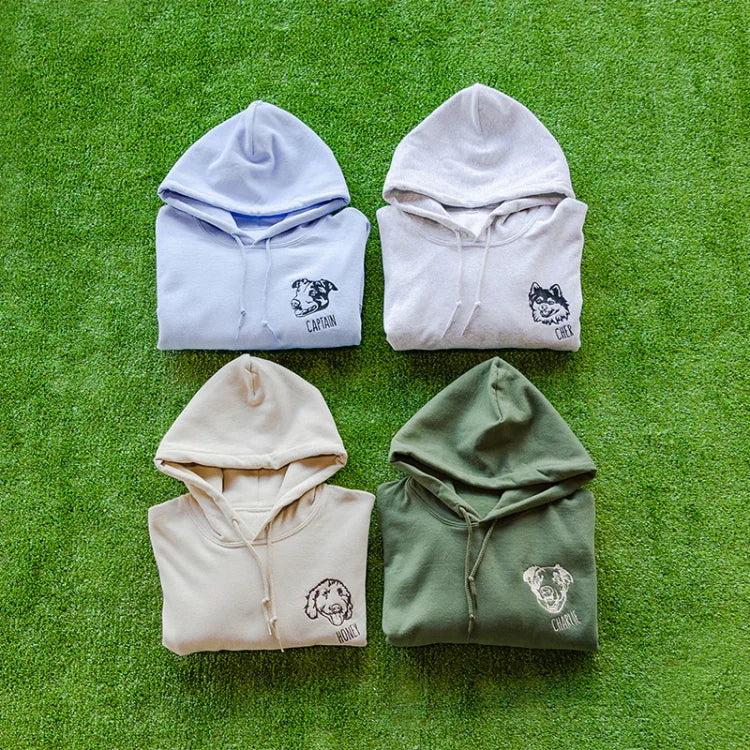 Personalisiertes besticktes Haustiergesicht und Name Sweatshirt Benutzerdefinierter Hunde-/Katzenfoto-Hoodie Geschenk für Tierliebhaber
