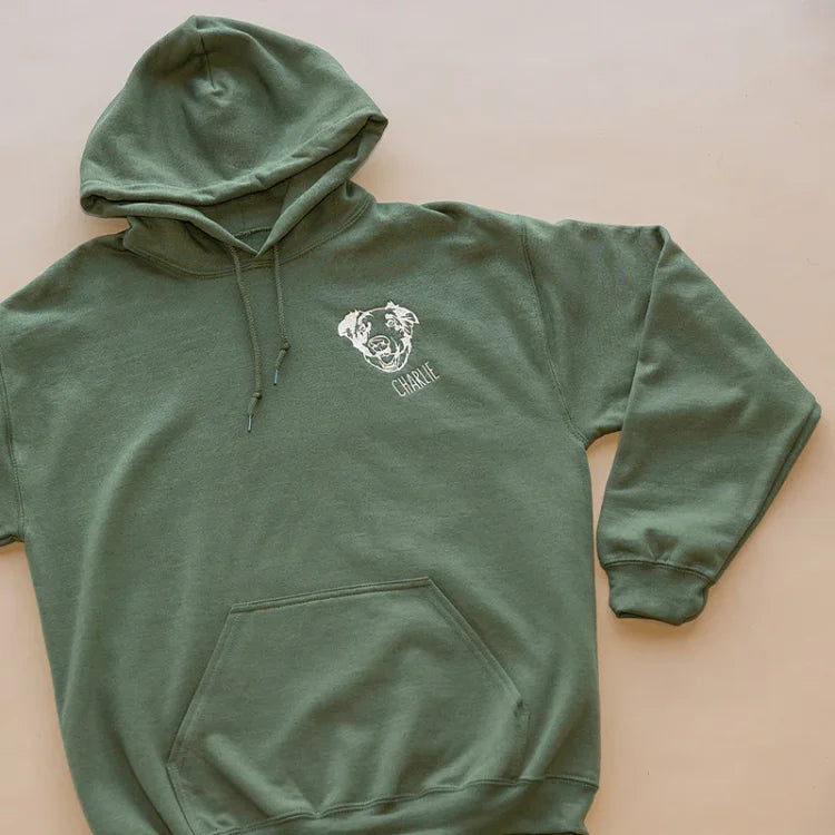 Personalisiertes besticktes Haustiergesicht und Name Sweatshirt Benutzerdefinierter Hunde-/Katzenfoto-Hoodie Geschenk für Tierliebhaber