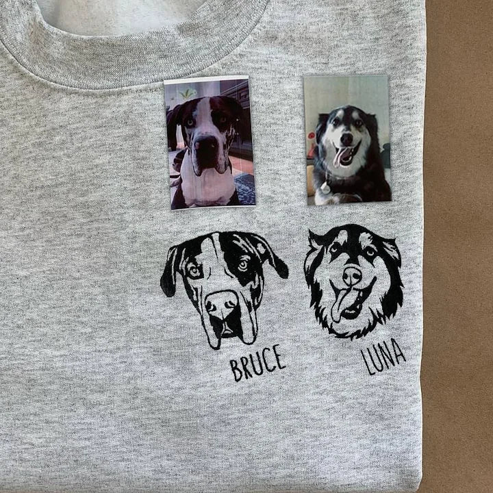 Personalisiertes besticktes Haustiergesicht und Name Sweatshirt Benutzerdefinierter Hunde-/Katzenfoto-Hoodie Geschenk für Tierliebhaber